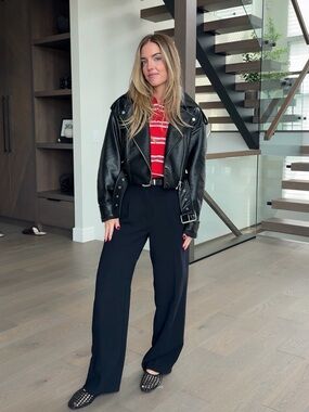 Cropped Faux Leather Jacket